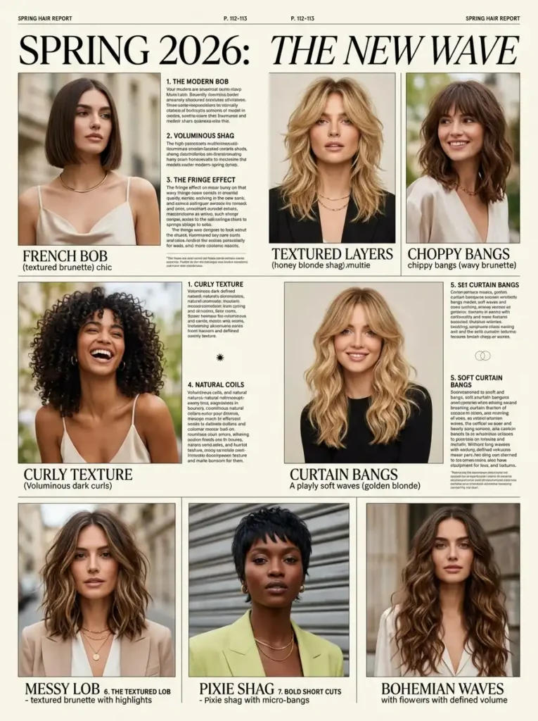 Popular spring 2026 hair trends collage