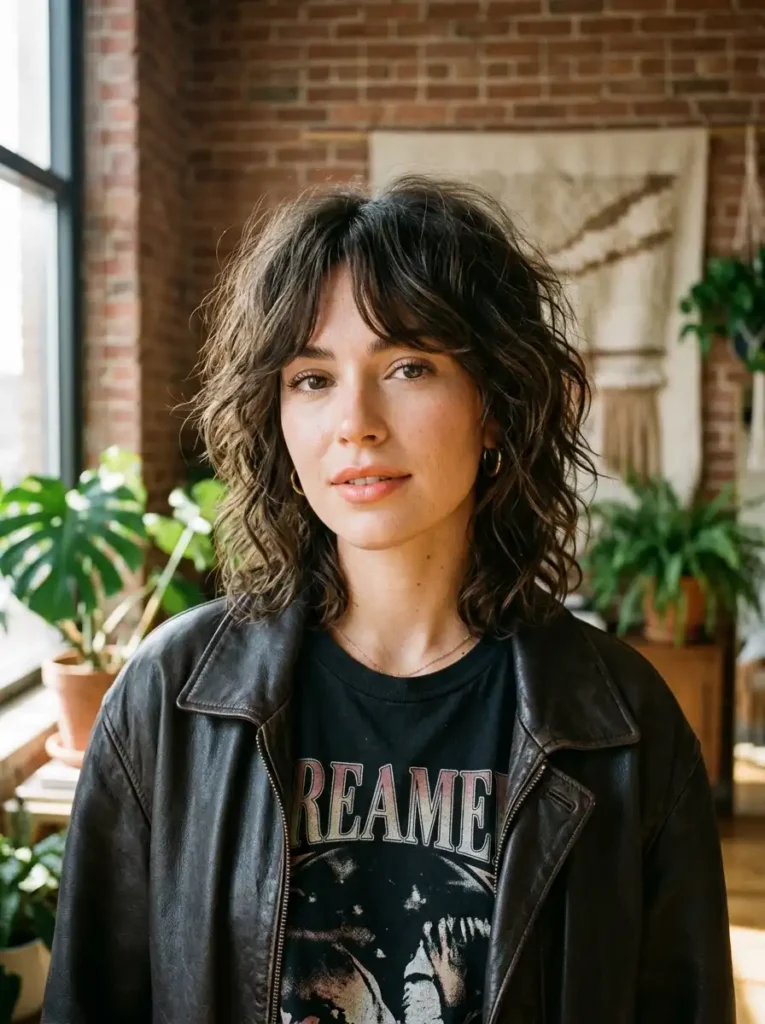 Short shag hairstyle with textured layers