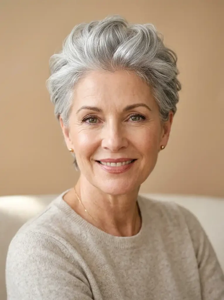 Pixie cut with volume for mature women