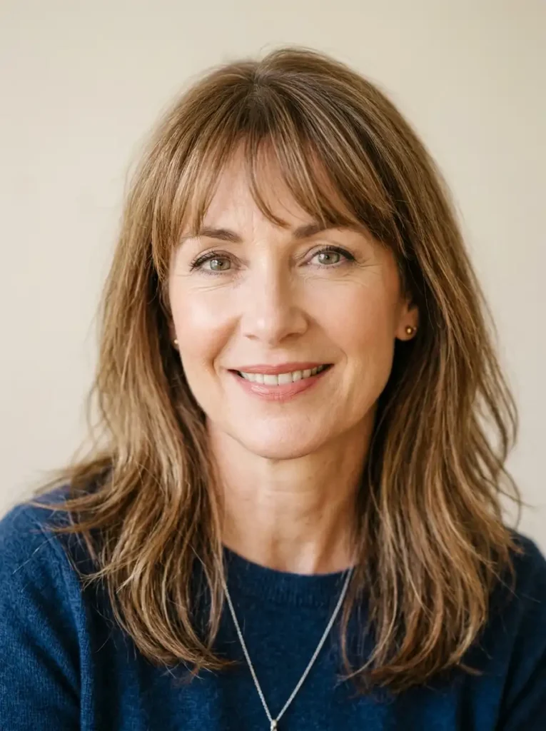 Wispy bangs hairstyle for mature women