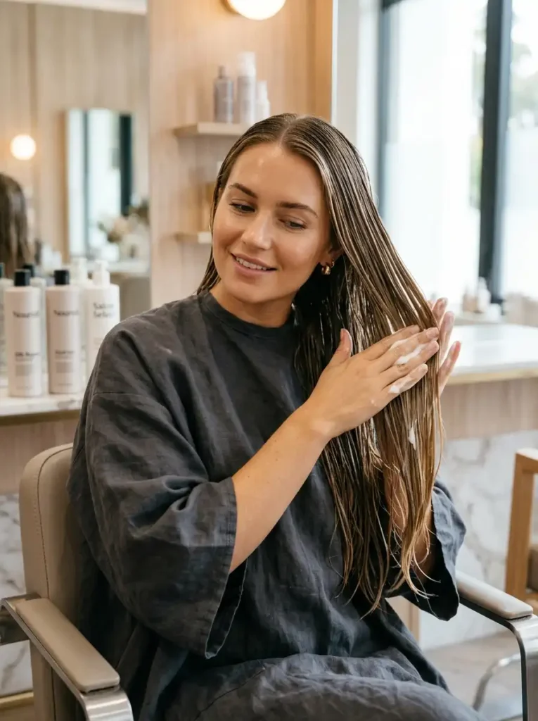 Applying conditioner for soft and healthy hair
