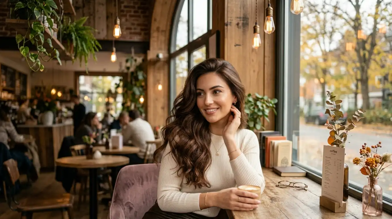 Woman with chocolate brown hair color trend 2026