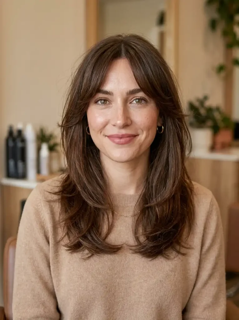 Butterfly layers with curtain bangs