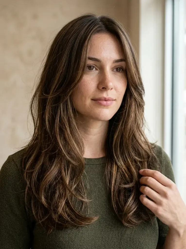 Long butterfly layers for voluminous hair