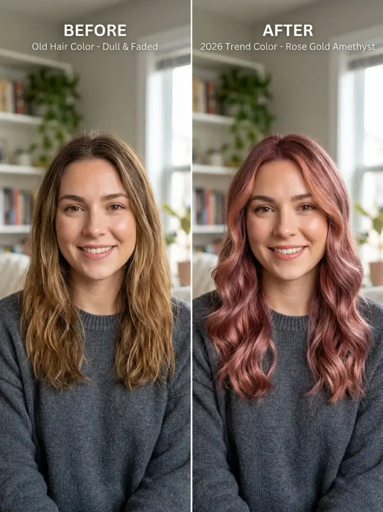 Before and after hair color transformation 2026