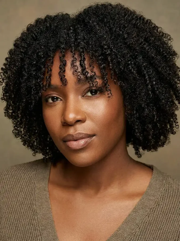 Woman with coily 4C hair example for best hair care for different hair types