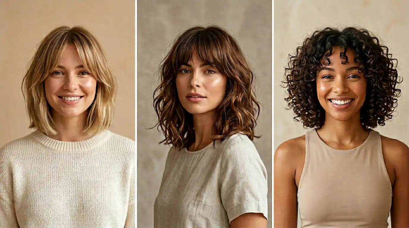 Elegant layered bob haircut styled with a side part