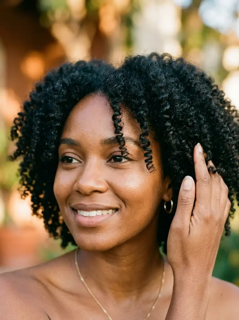 Defined curly hair results using Fenty Hair Homecurl Curl-Defining Cream
