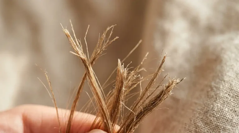 Close-up of hair breakage showing brittle split ends and damaged strands
