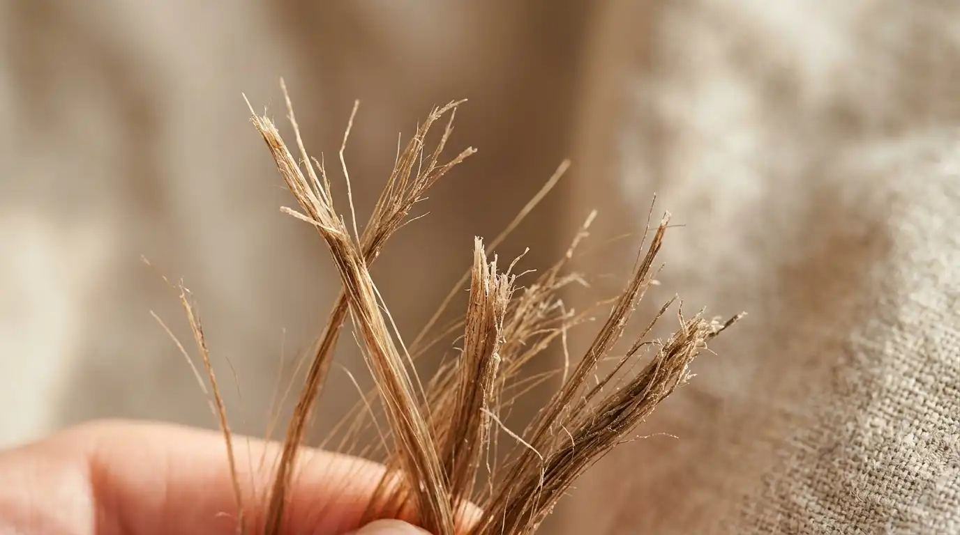 Close-up of hair breakage showing brittle split ends and damaged strands