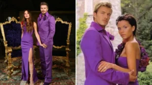 David Beckham and Victoria Revive Iconic Purple Wedding Outfits for 25th Anniversary
