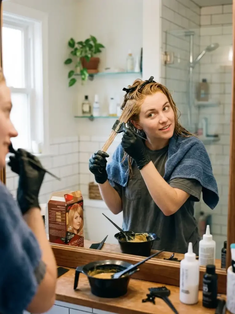 Hair care products to maintain honey blonde hair dye including sulfate-free shampoo and toning shampoo
