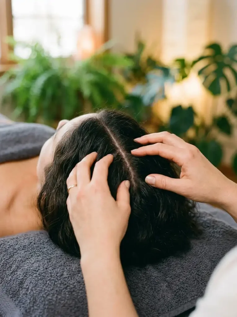 Scalp massage technique to strengthen hair from the root with improved circulation