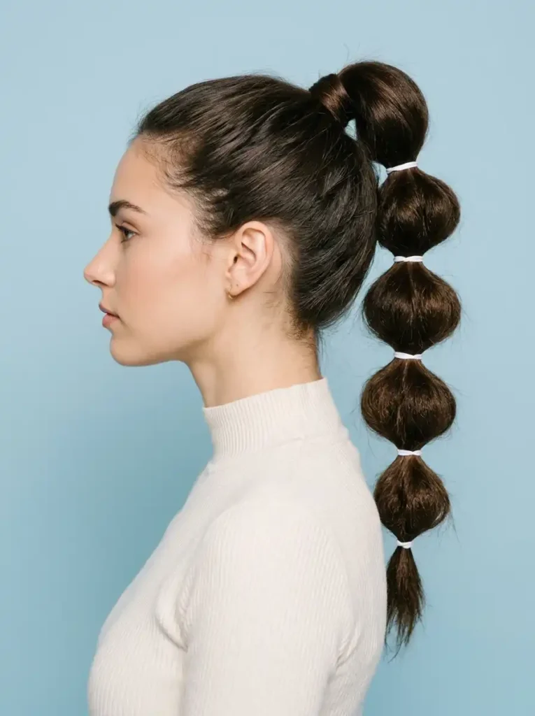 Fashionable bubble ponytail for softball players
