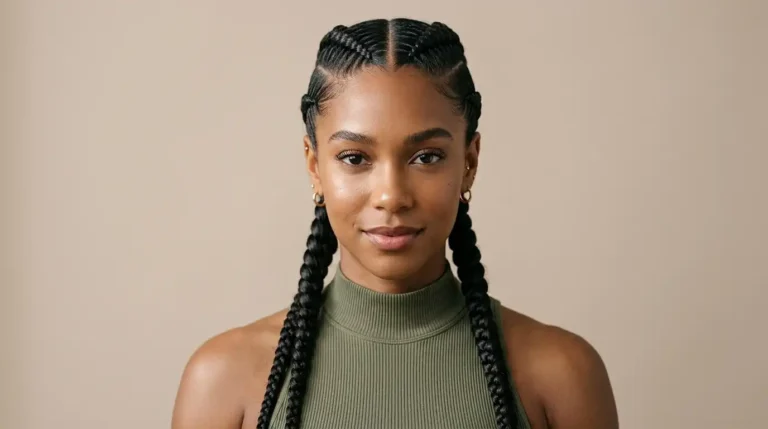 Professional softball hairstyles for women - Sleek Double Dutch Braids