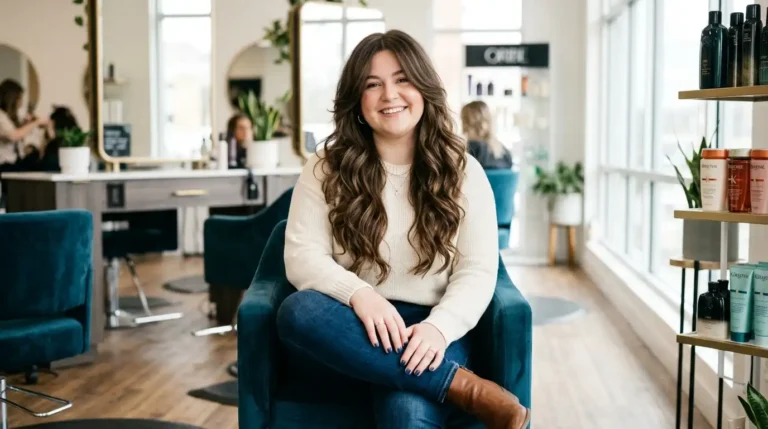 25+ Chubby face long layered haircuts that slim - woman with face-framing layers and soft waves