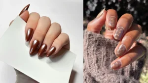 brown chrome nails