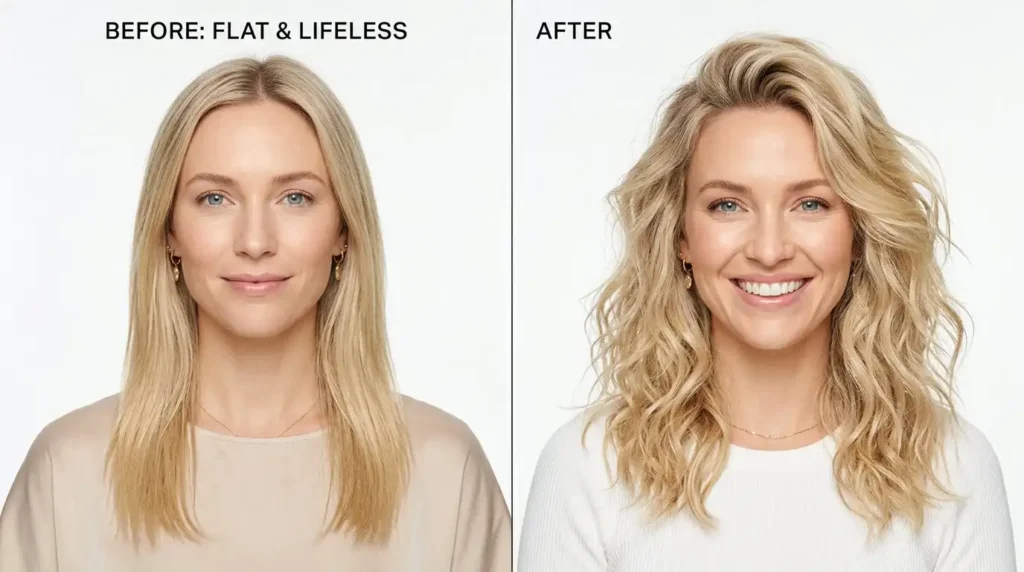 Is Navy Hair Care good - before and after results showing volume and texture on fine thin hair