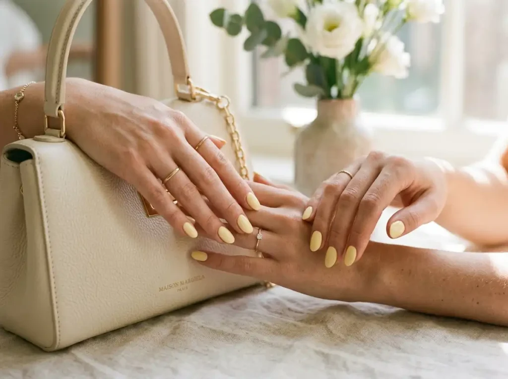 Butter yellow pastel featured in trending nail polish colors.