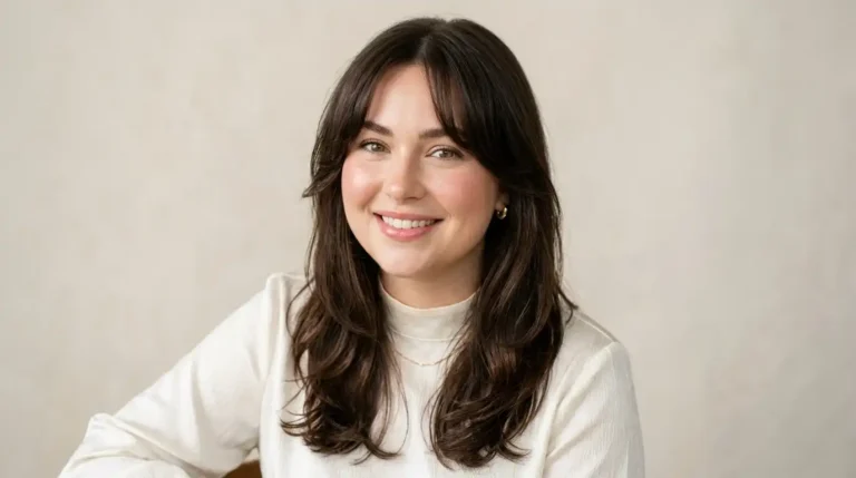 face slimming hairstyles featured image - long face framing layers for round face