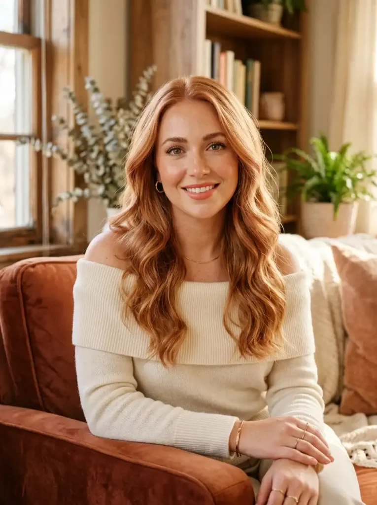 strawberry blonde hair color a warm reddish-gold shade between blonde and red for fair warm skin