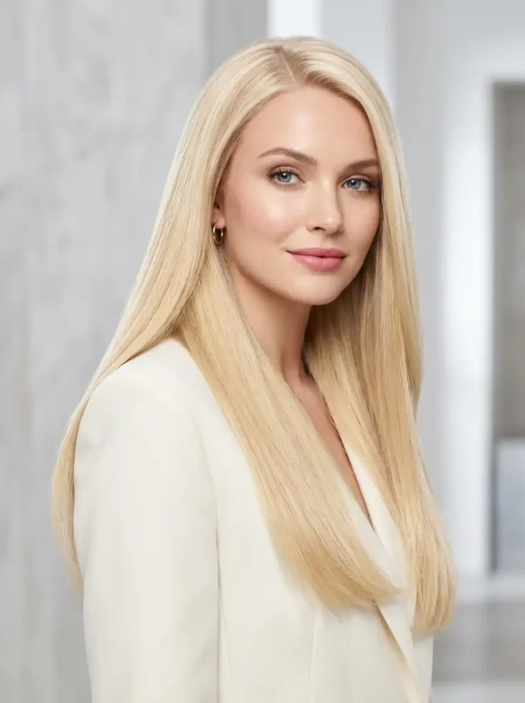 whipped butter blonde hair color warm platinum shade with soft yellow buttery tones