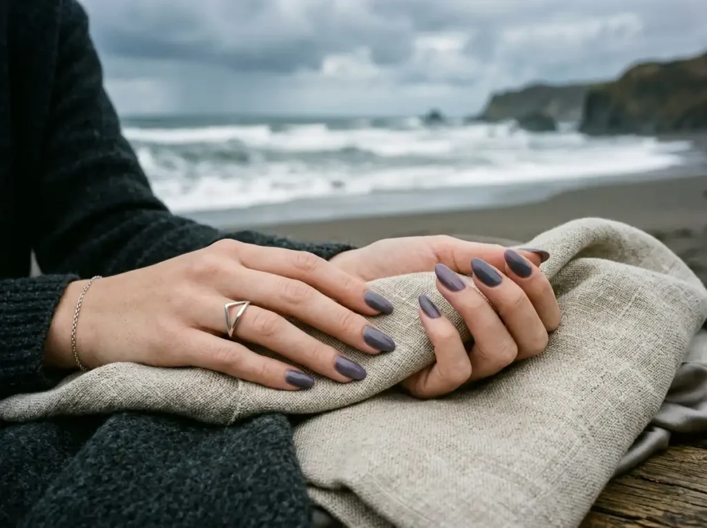 Lavender gray variant of modern nail polish colors.