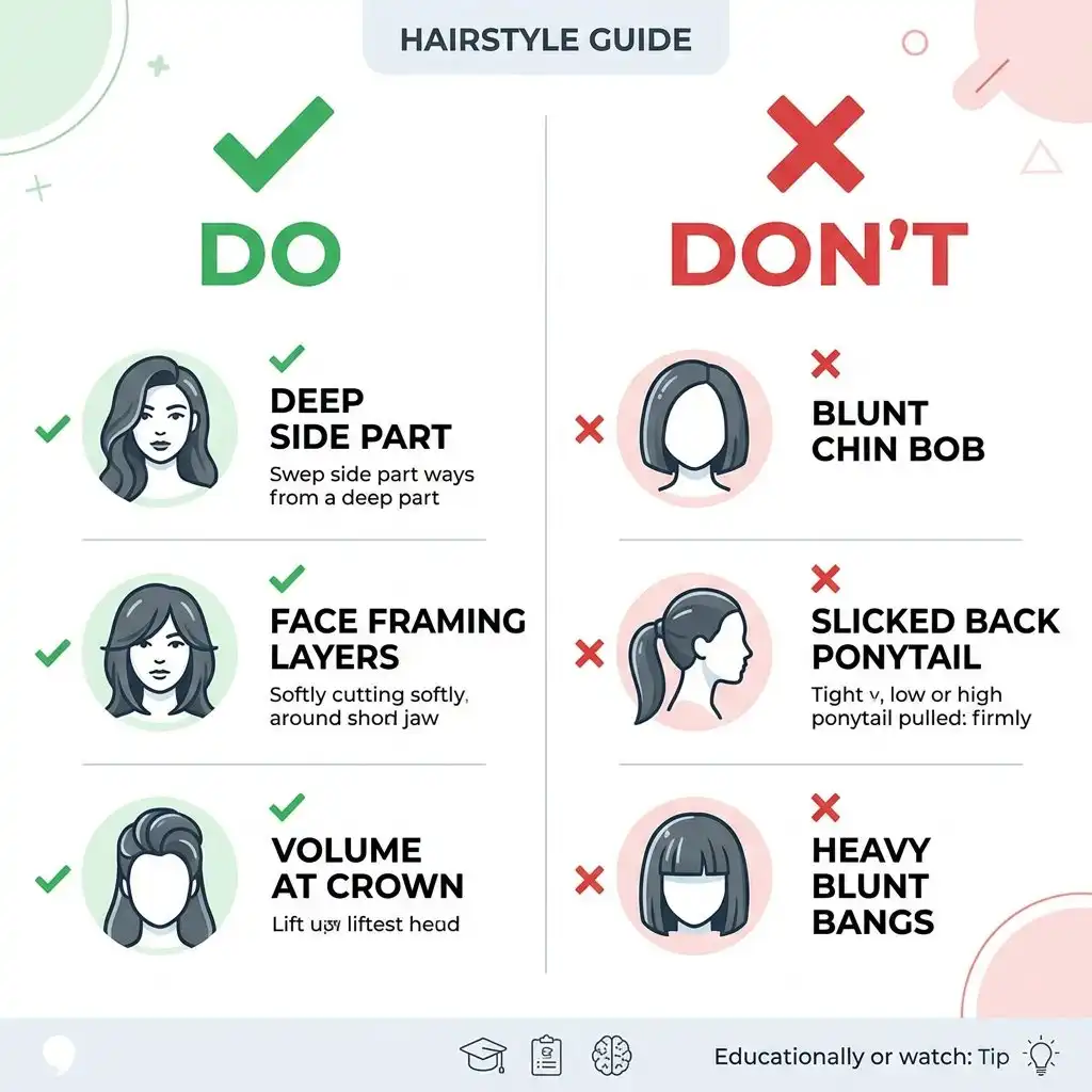 face slimming hairstyles dos and donts for round face infographic