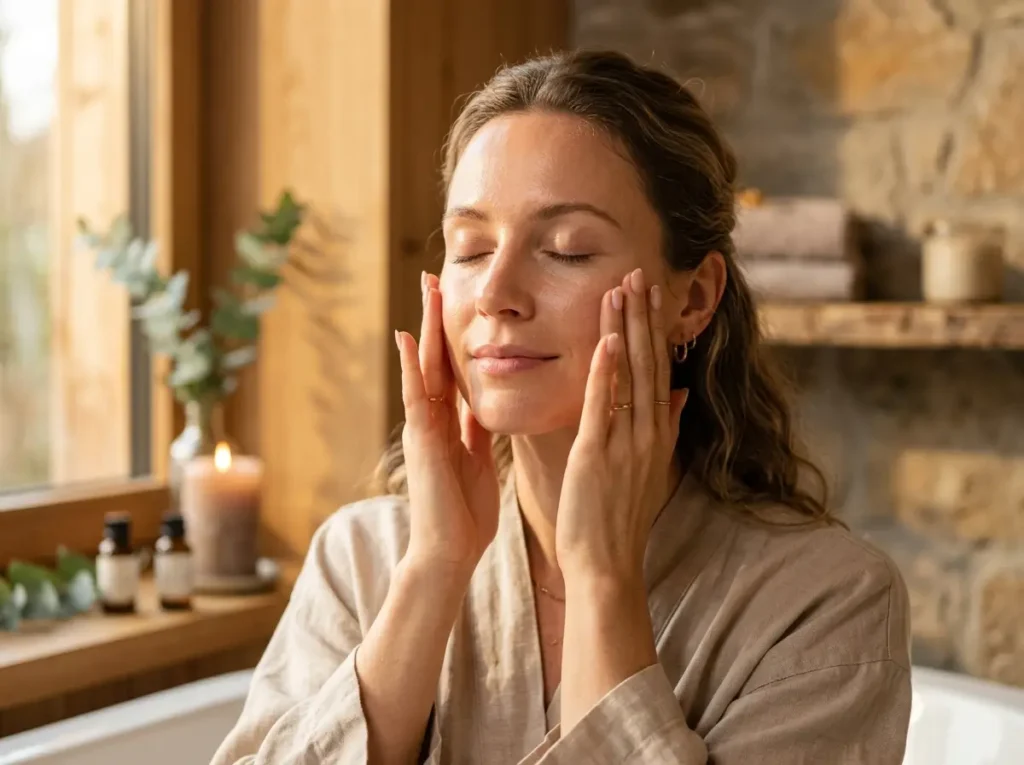A serene facial massage ritual to boost circulation and warmth in the face.