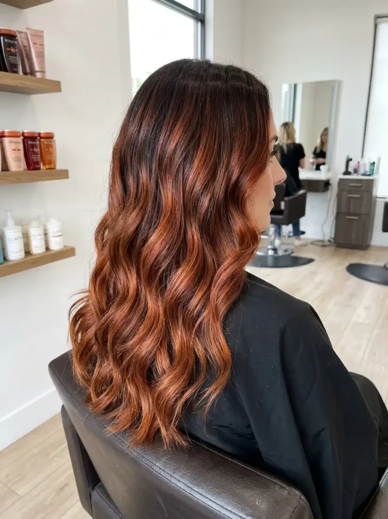 Copper cowboy hair with copper highlights and auburn lowlights