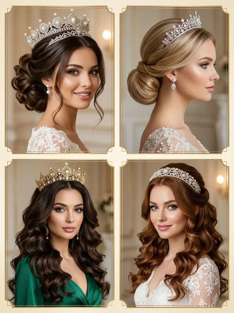 Queen hairstyles with crown and tiara for formal events