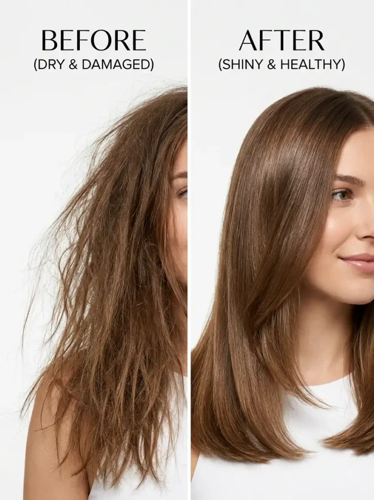 Batana oil for hair growth — before and after results showing moisturized healthy hair