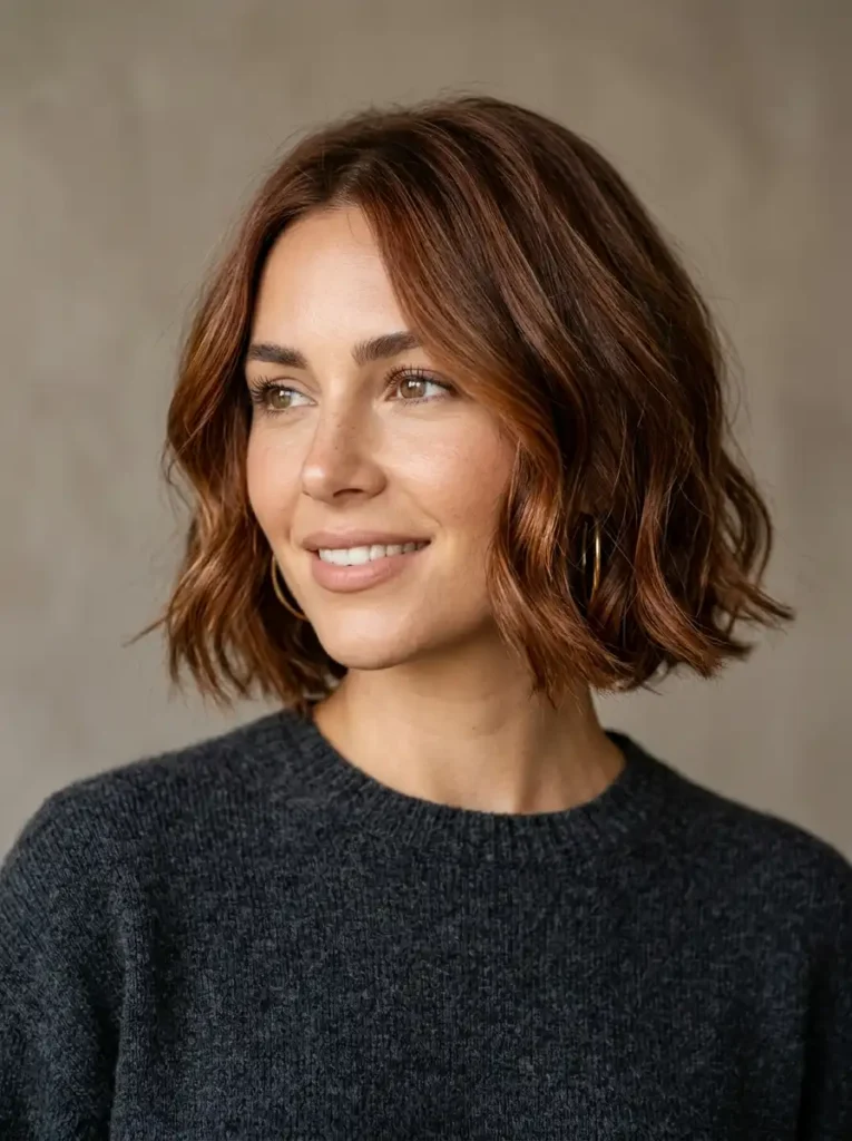 Long wavy cowboy copper hair with copper red shine