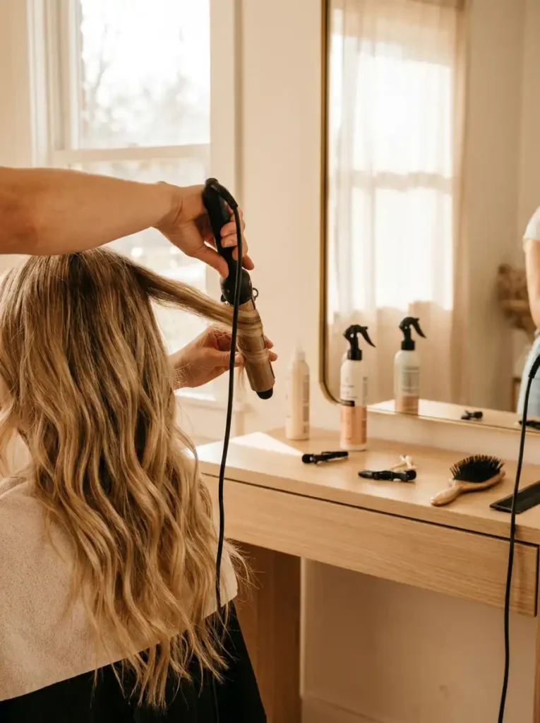 How to style Kate Hudson hair inspired beach waves with curling iron