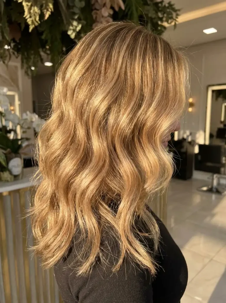 Kate Hudson hair inspired dimensional blonde waves