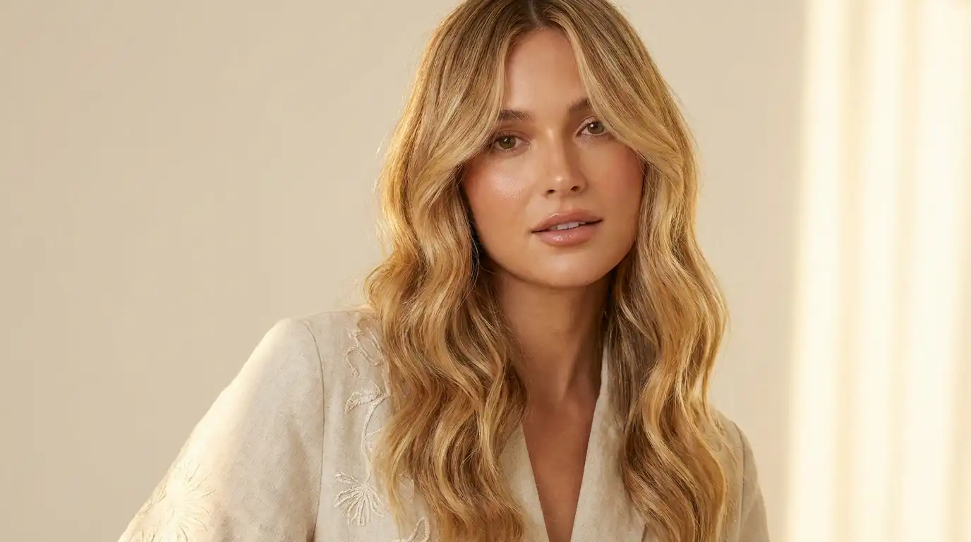 Kate Hudson hair inspired blonde beach waves with soft layers