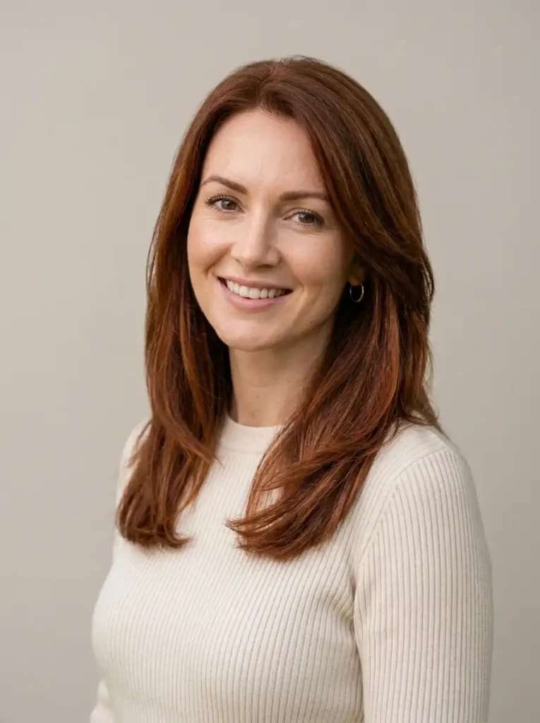 Natural red-brown hair color blending brunette depth with warm red tones
