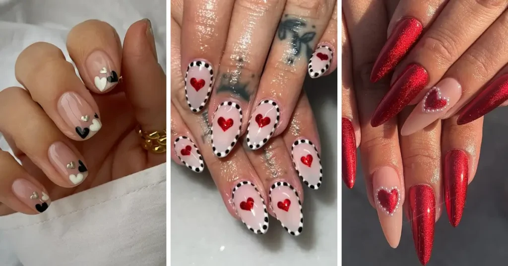 valentines day nail , he beauty here