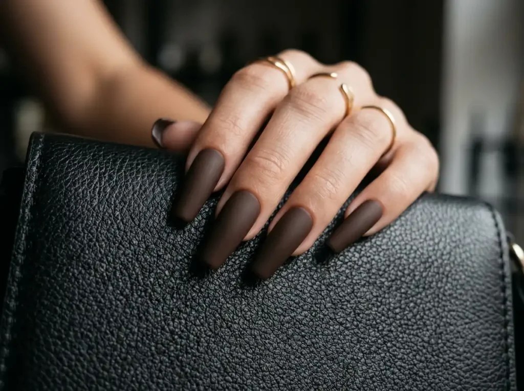 Trendy coffin and stiletto artificial nail shapes.