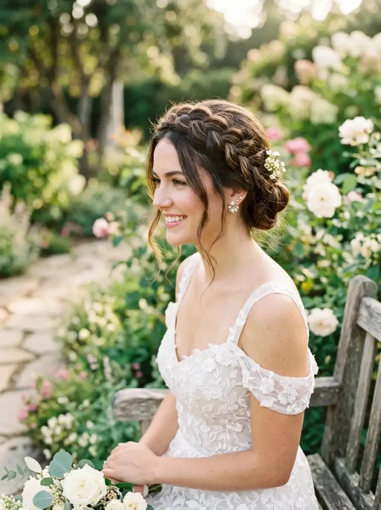 Crown braid hairstyle for short shoulder length hair
