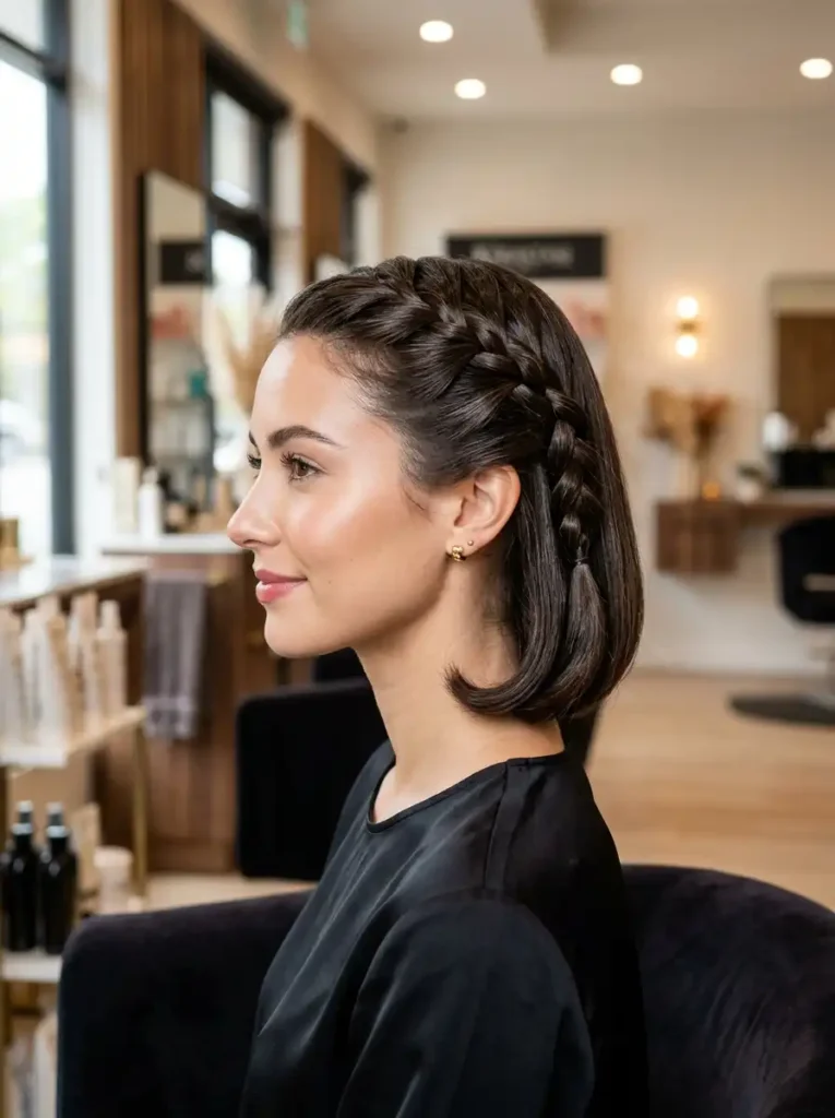 french braid bob hairstyle for short hair
