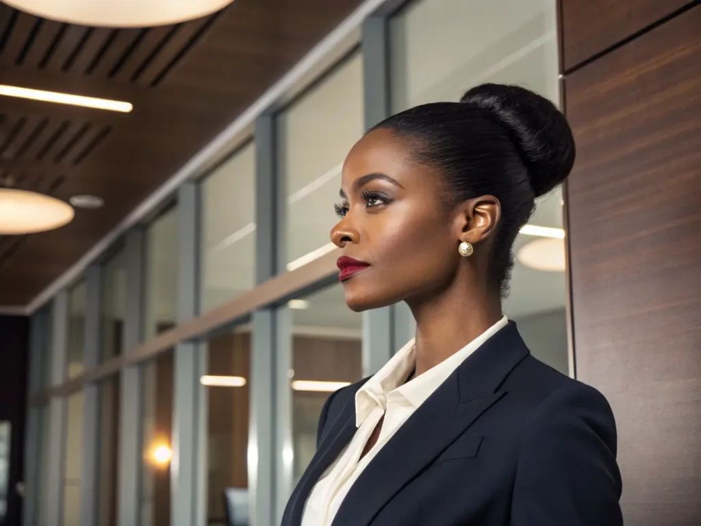 prompt professional black woman with sleek low b