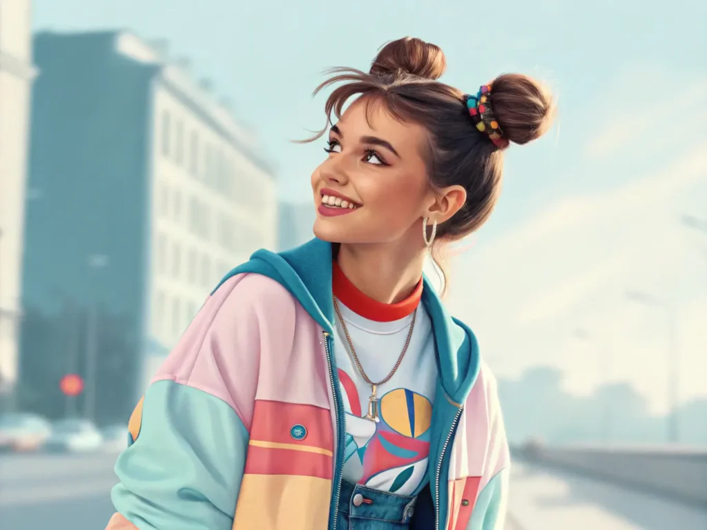 prompt young woman with playful half up space bu