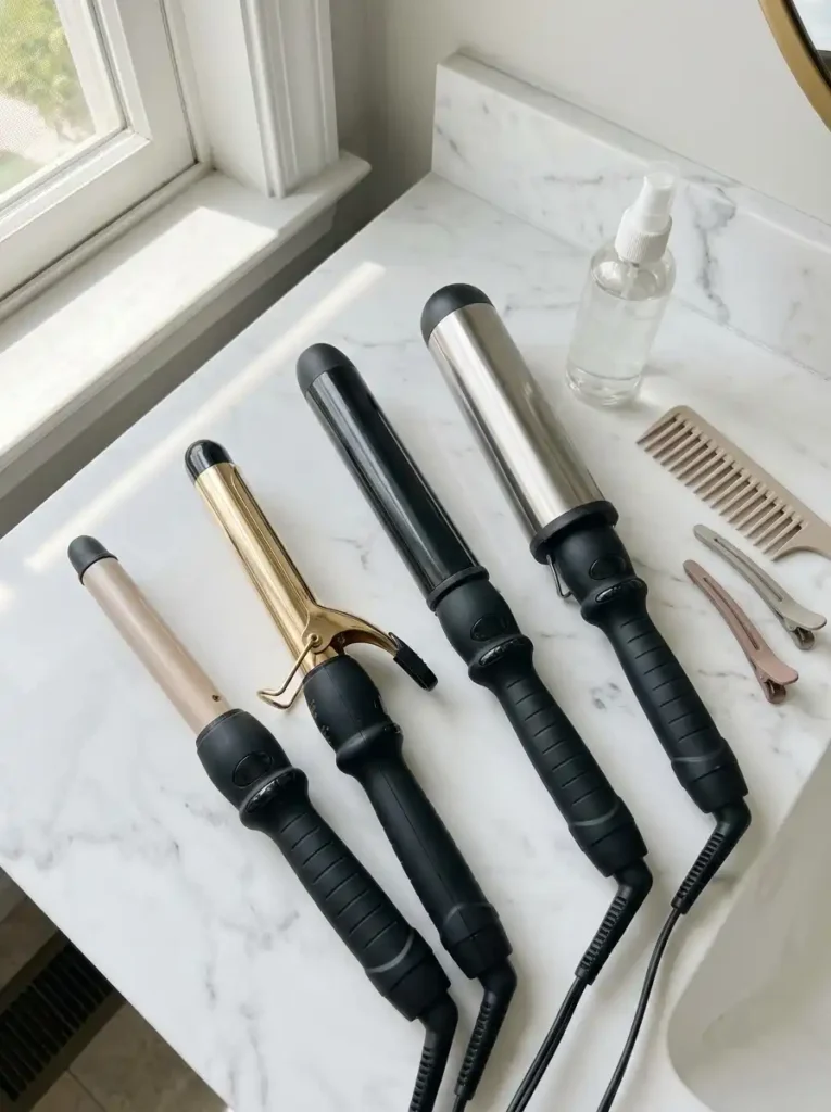 Curling iron and curling wand barrel sizes for loose and tight curls
