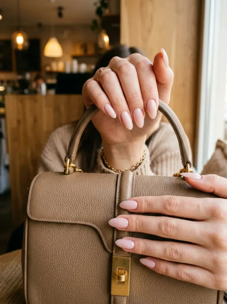 Milky and opaque pink nail designs for a quiet luxury look.