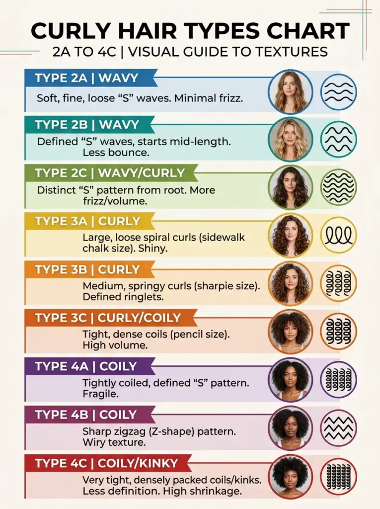 Curly hair types chart