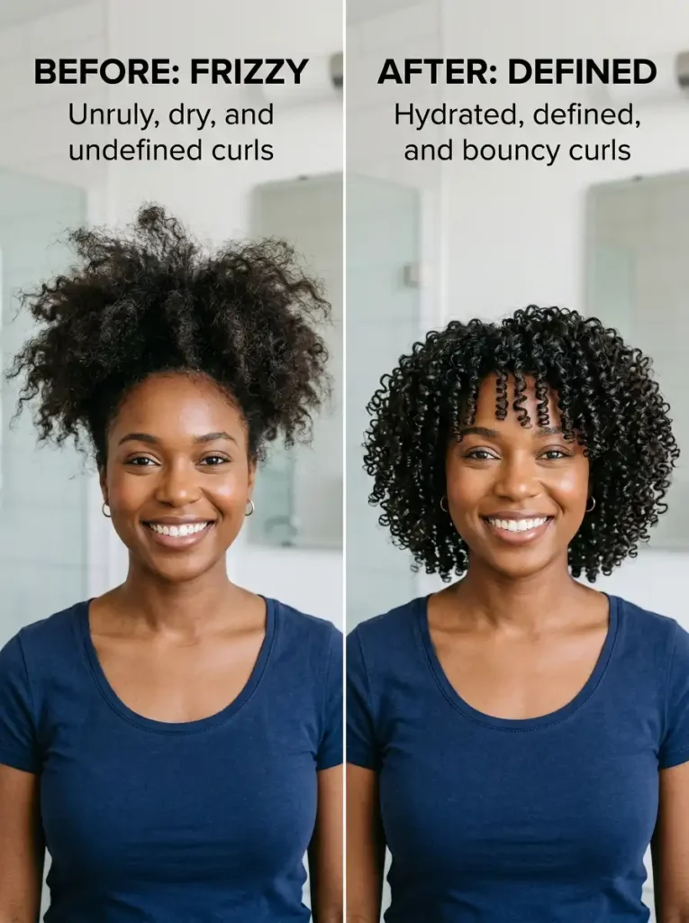Frizzy vs defined curly hair