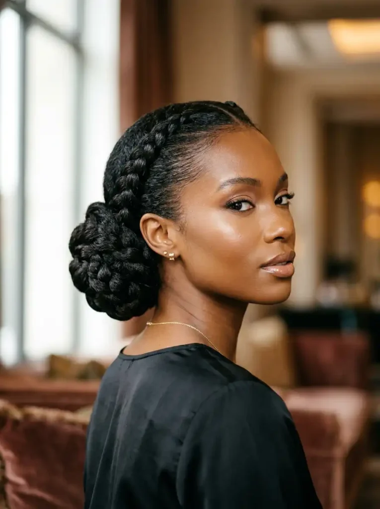 protective hairstyles like braids and buns to prevent breakage