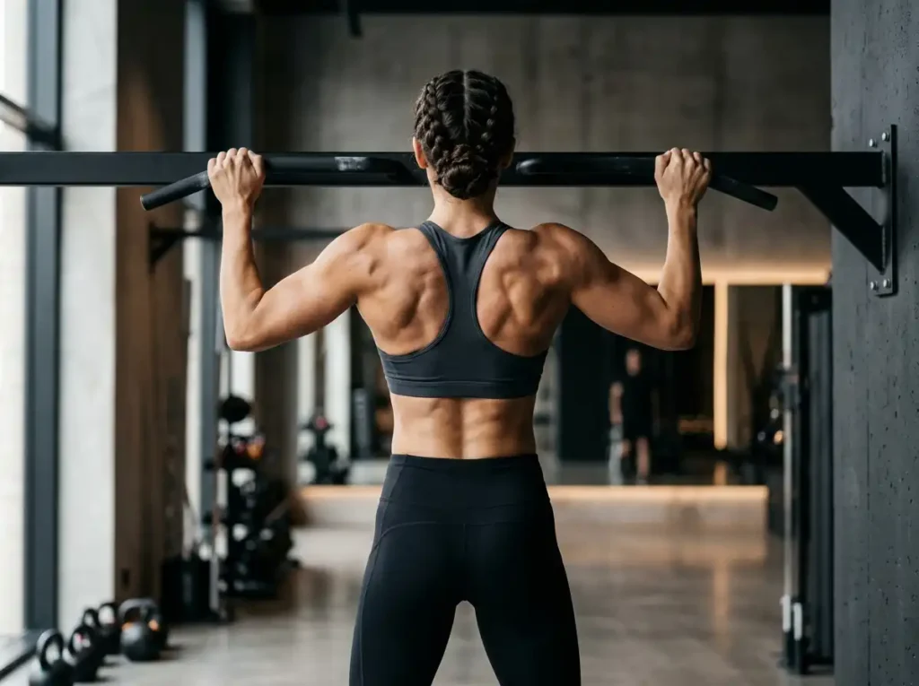 Advanced back exercises: pullups for upper back definition.