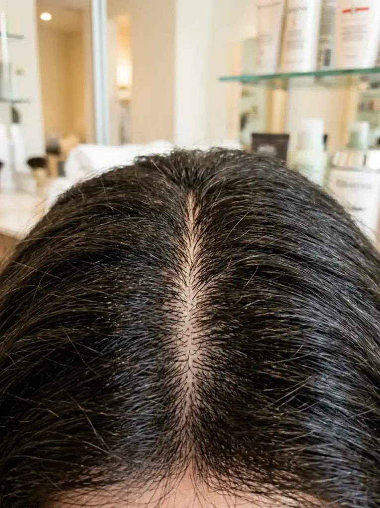 Healthy scalp and strong hair roots with sulfate free care.